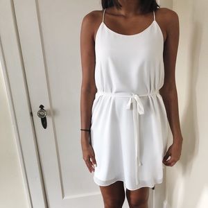 white summer tie-waist dress